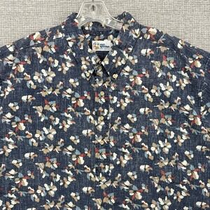 Vtg Y2K Reyn Spooner Shirt Sz 3XL Blue Multi Biscus Floral Hawaii Kloth Popover